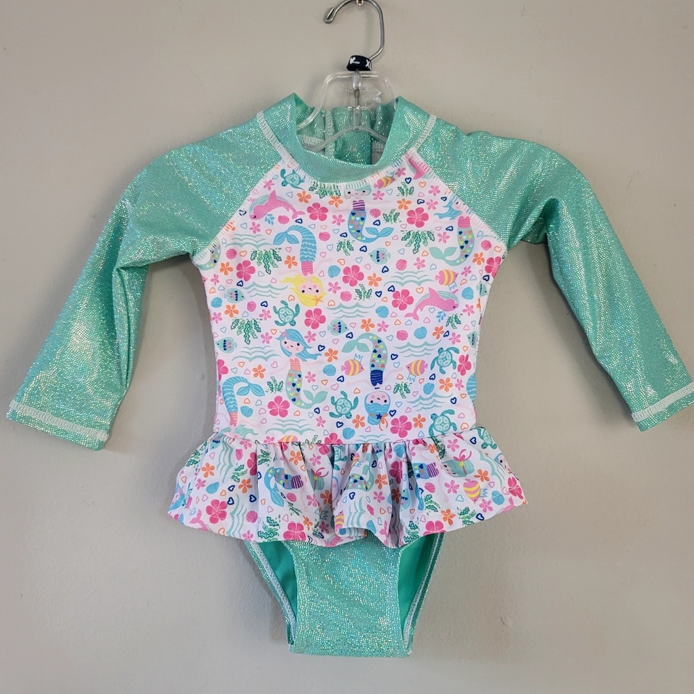 The original Flap Happy UPF 50+ Alissa Infant Ruffle Rash Guard Swimsuit Size 24